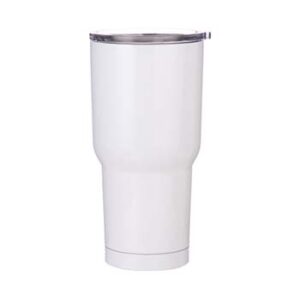 TUMBLER DE ACERO BLANCO CON TAPA 30 ONZ