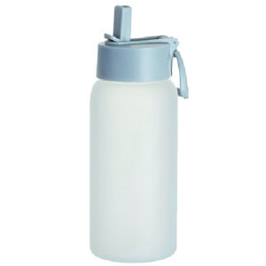 BOTELLA DE VIDRIO GLASEADO PAJILLA TAPA GRIS 750 ML