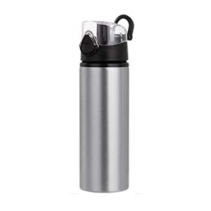BOTELLA SILVER CON TAPA Y BOTON EN NEGRO 750 ML