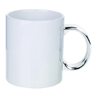 TAZA BLANCA DE 11 ONZ CON ASA SILVER