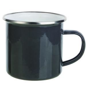 TAZA DE ENAMEL GRIS OSCURO 12 ONZ